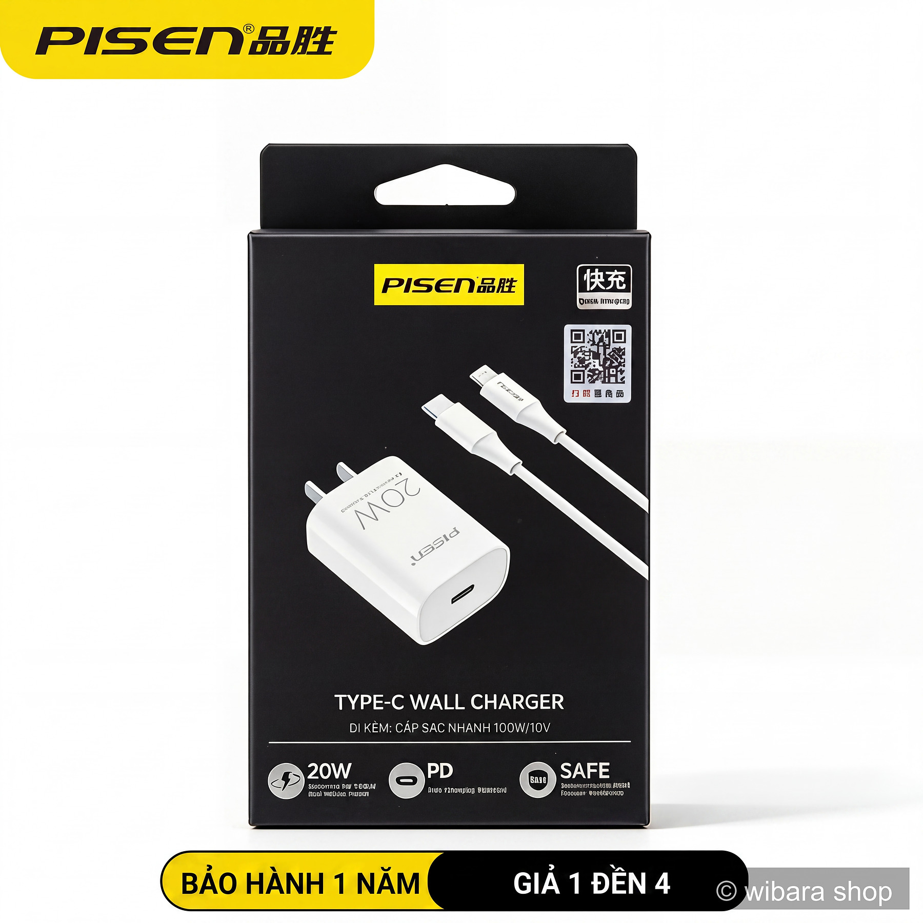 Bộ Sạc Nhanh Pisen Loại C 20W - Sạc An Toàn