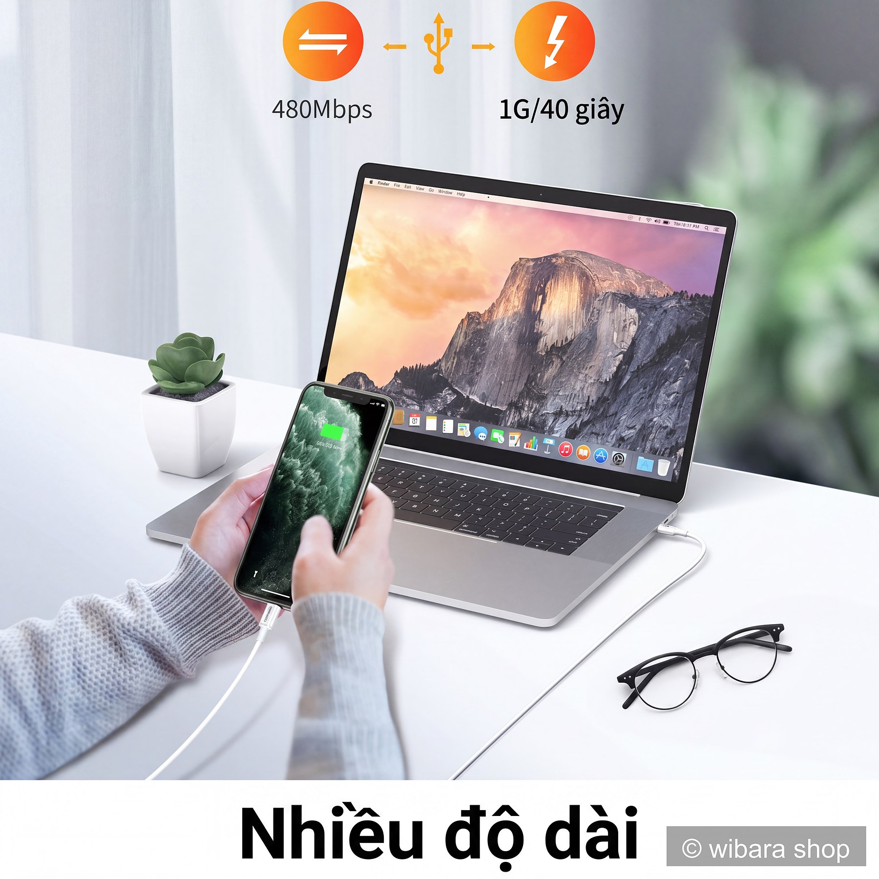 Cáp Chuyển Dữ Liệu Nhanh Cho Thiết Bị Apple