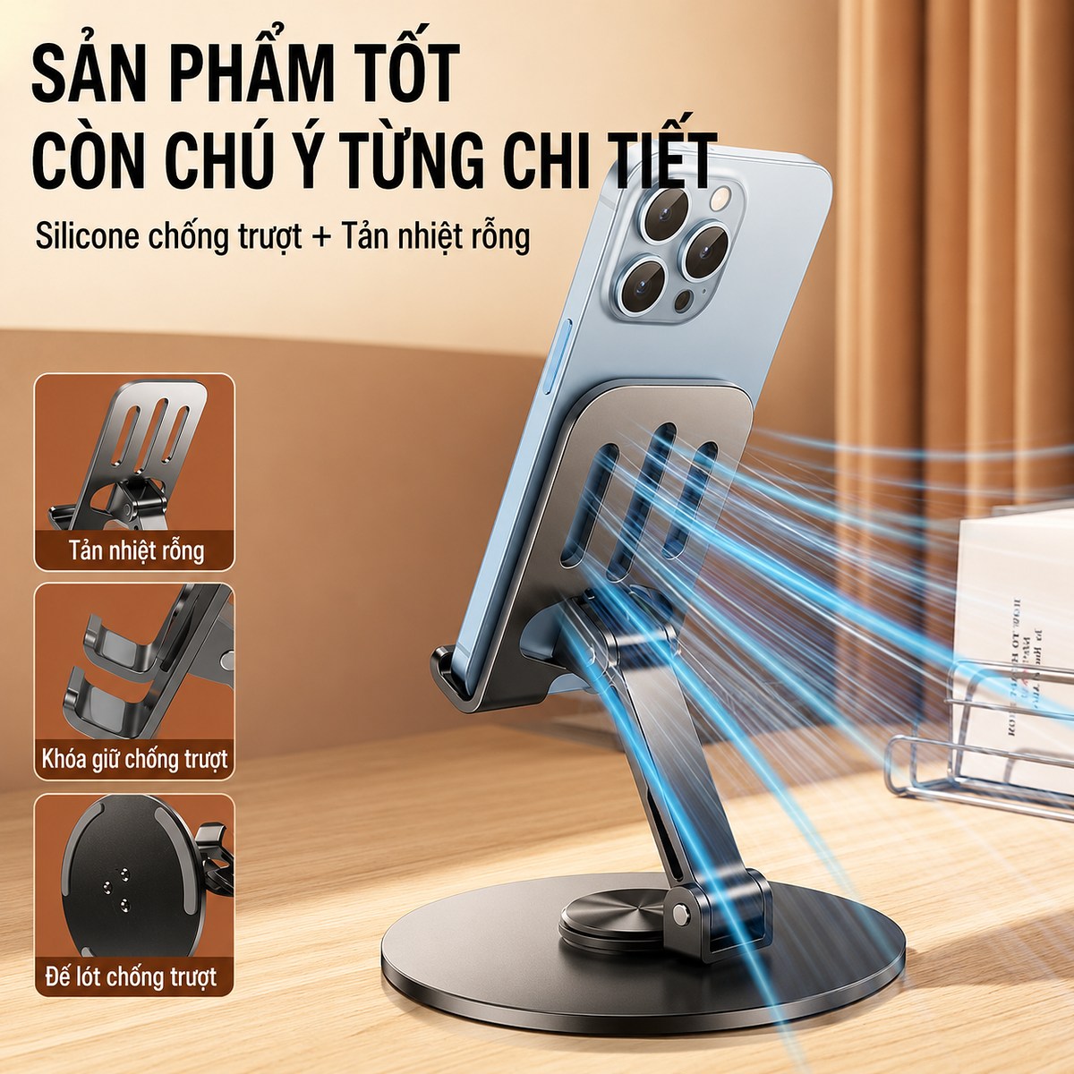 Đế Đặt Điện Thoại Thông Minh - Chống Trượt và Tản Nhiệt Rộng